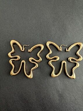 Gold Butterfly Outline Hoop Earrings